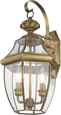 Livex Lighting 2251-01 2 Light Outdoor Wall Lantern in Antique Brass Finish