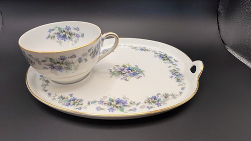 Noritake Violette Tea Set 3054 Dessert Plate & Teacup Service for 4