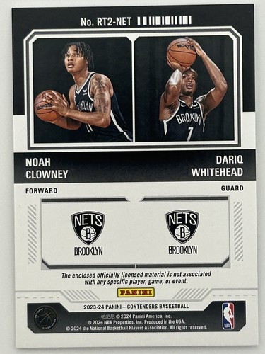 2023-24 Panini Contenders - Dual Swatches Clowney / Whitehead #RT2-STW (MEM, RC) - Picture 2 of 2