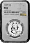 1959 50C Proof Silver Franklin Half Dollar NGC Graded PF 67 in New Holder