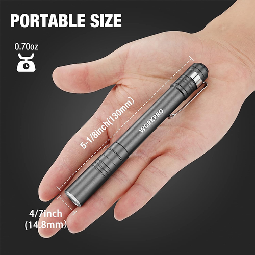 WORKPRO LED Pen Light, Aluminium Stift Taschenlampen, Taschenlampe mit Clip für - Bild 2 von 12