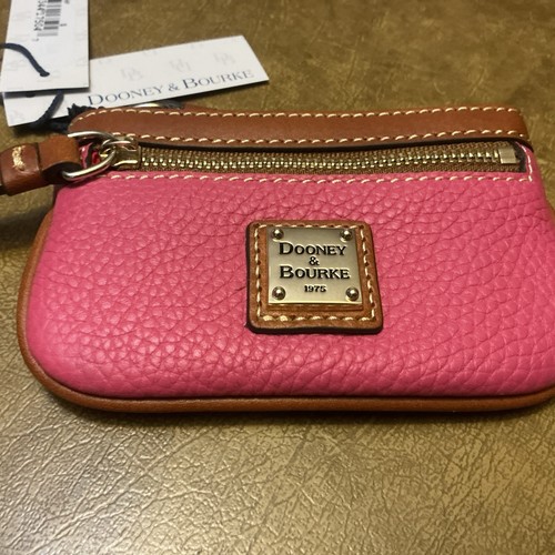 Dooney & Bourke Pebble Grain Small Coin Case Hot Pink-New with Tags