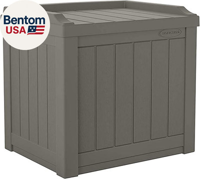 Outdoor Storage Box - 22 Gallon Stone Gray Resin Outdoor Deck Box with Seat, Wea
