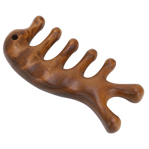 Gua Sha Comb Sandalwood Ergonomic Wide Tooth Head Scalp Scraping Massage Com CHU - Afbeelding 1 van 24