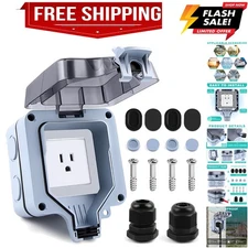 Outdoor Electrical Outlet with Cover 15A 125V Waterproof Power Socket Box 15 ...