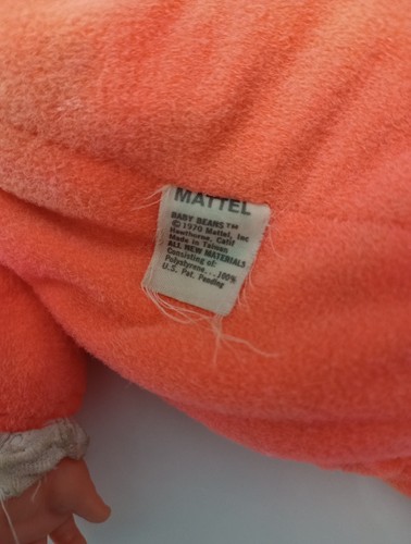 1970s Mattel Drowsy Baby Beans Baby, Orange Vintage Doll - Picture 11 of 13