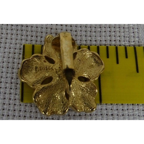 Monet Gold Tone Textured Flower w/ Faux Pearl Center Clip-On Earrings - Picture 4 of 4