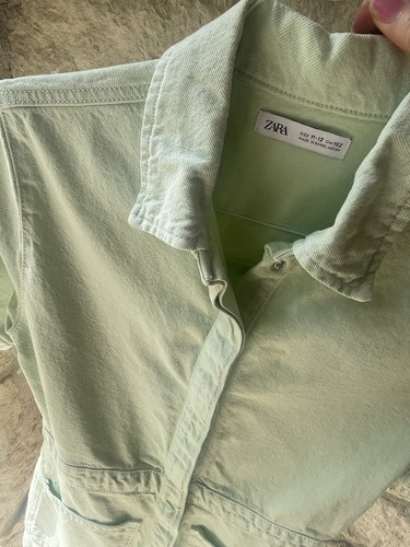 Zara Girl's Light Green Denim Romper 11/12 pockets covered snaps elastic waist - Picture 13 of 13
