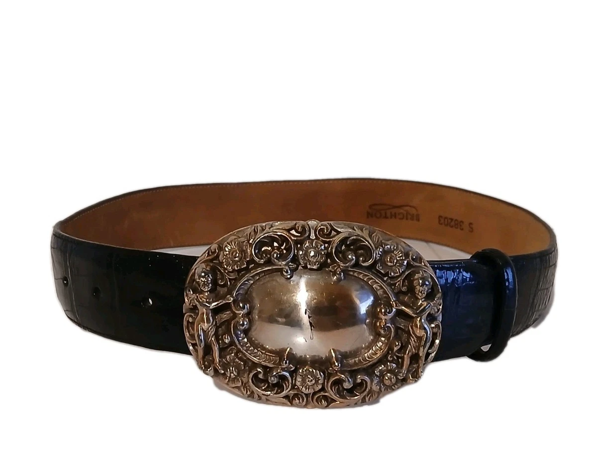 Brighton Lot of 2 Small Belts - braided medallion and resin tortoiseshell 90s Brighton Black Leather and Chain Waist Belt 24 to 28  main image 2