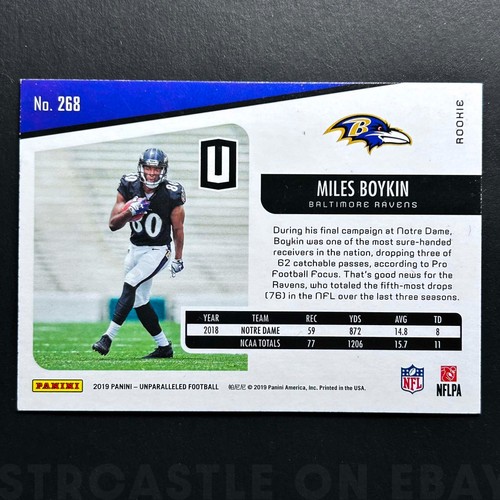 Miles Boykin 2019 Panini Unparalleled Rookie #268 Baltimore Ravens (RC) 🏈 - Imagen 2 de 3