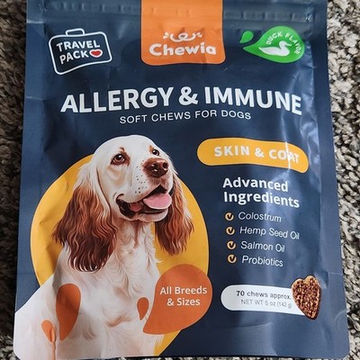 Dog Allergy & Immune Health 70 Chews All Breeds & Sizes Skin & Coat Exp. 5/2026