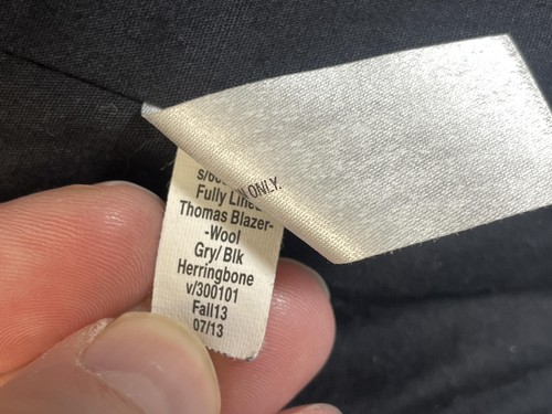 Gap Blazer Jacket Mens Small Gray Black Thomas Wool Herringbone Sportcoat Lined - Picture 15 of 16