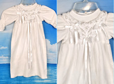 Infant Girl WHITE Nightgown Sleeper Baptism Baby nightie Stretch size 9-12 mo