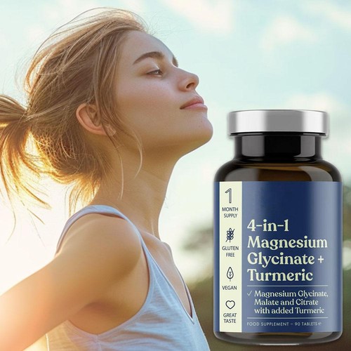 Magnesium Glycinate + Turmeric 4in1 Complex Tablets | Triple-Strength Magnesiu m - Picture 3 of 12