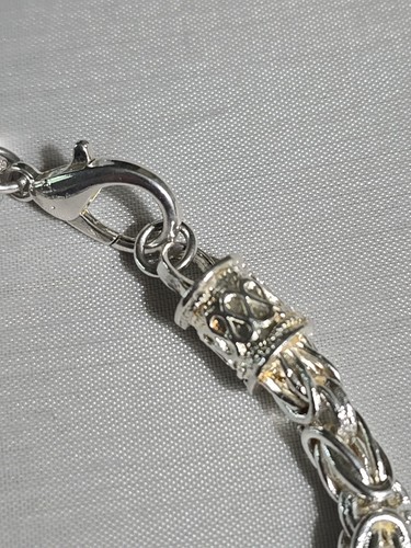 Sterling Silver Bracelet 8 Inch Round Snail Chain Link Boho Hippie Surfer - Picture 7 of 9