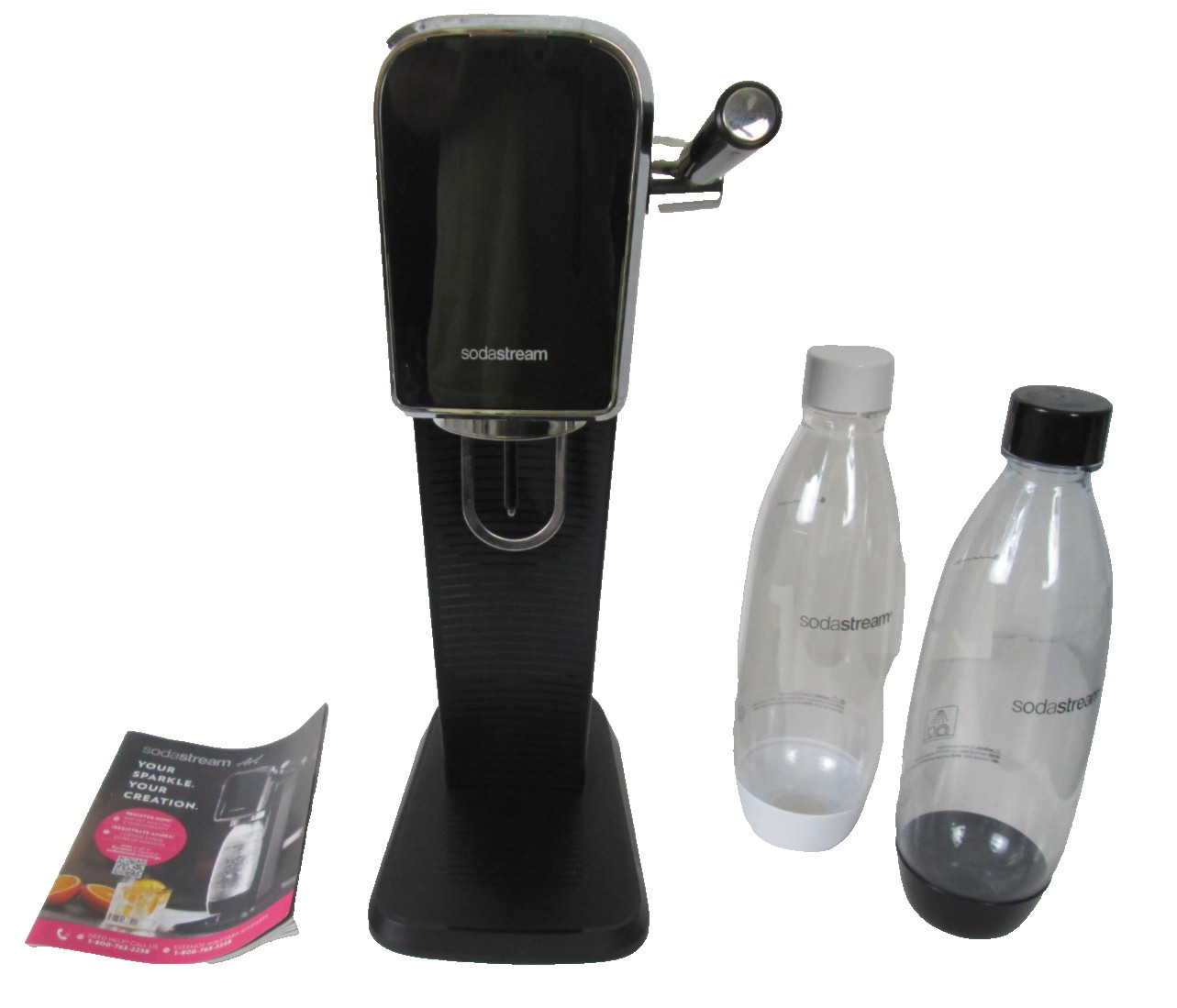 SodaStream Art Soda Machine Maker Sparkling Water Black Bottle Tested Working