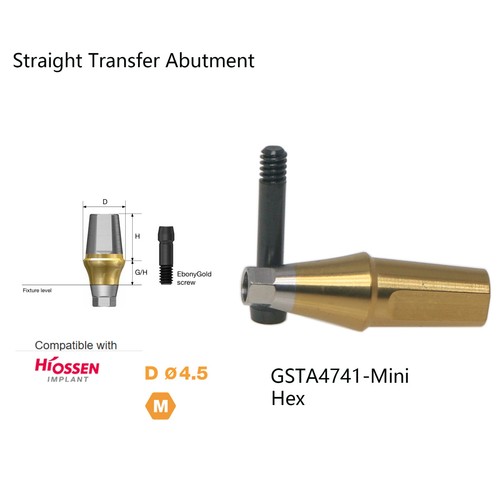 Dental Titanium Cemented straight Transfer abutment Hex for Osstem Hiossen Mini - Picture 19 of 27