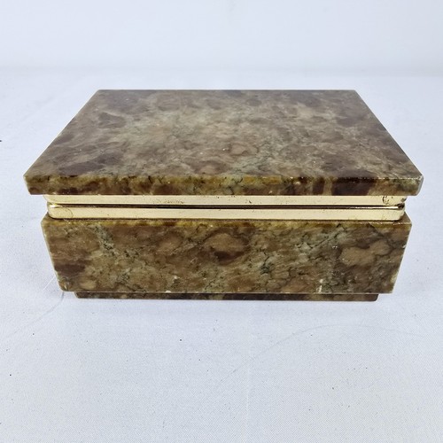 VINTAGE GREEN ONYX MARBLE HINGED LID TRINKET JEWELLERY CIGARETTE BOX 5.5" x 4"