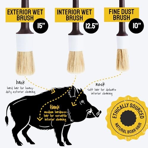 Soft Boars Hair Car Detailing Brush Set for Washing (3 Pack) - Car Detailing - Picture 4 of 6