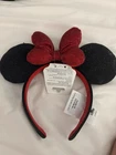 2026 Disney Parks Black And Red Bedazzled Minnie Mouse Ears Headband New