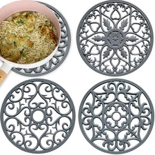 4 Pack Silicone Trivet Mat, Heat Resistant Kitchen Hot Pot Holders, Potholder...