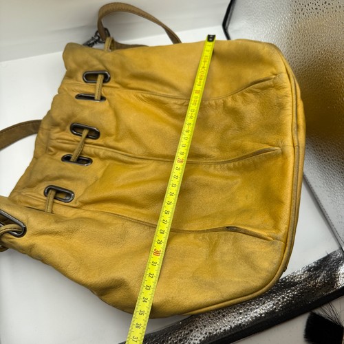MIMCO Yellow Leather Cocoon Bucket Bag Drawcord Closure over shoulder retired - Picture 12 of 14