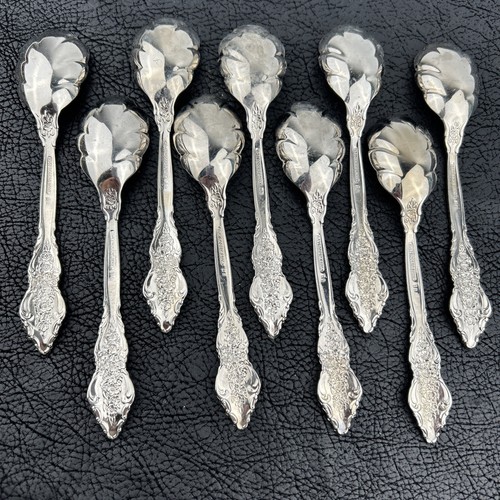 Rare Vintage 1847 Rogers Bros Silver Renaissance Sugar Shell Löffel 6" Set Of 9 - Bild 5 von 10