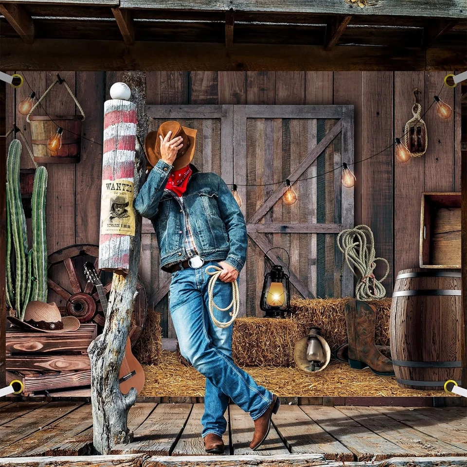 Telón de fondo de fiesta de vaqueros occidentales de 7 x 5 pies - perfecto para oportunidades únicas de fotos Foto 4 de 4