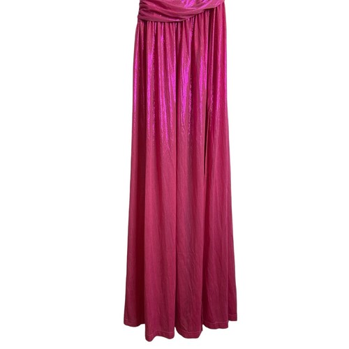 Maxi Vestido Retrofete Doss Plisado Abertura Alta Sin Mangas Rosa Caliente Talla Pequeña - Imagen 11 de 11