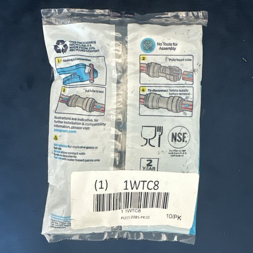 John Guest 3/8” x 1/4”Reducing Straigth Connector PI201208S-US Pack of 9 Pieces - Picture 4 of 7