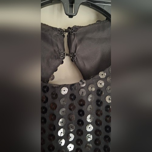 Bari Jay Halther Black Sequin Halter Formal MidiDress Sz 7/8 Witchy Wedding Vamp - Picture 10 of 12