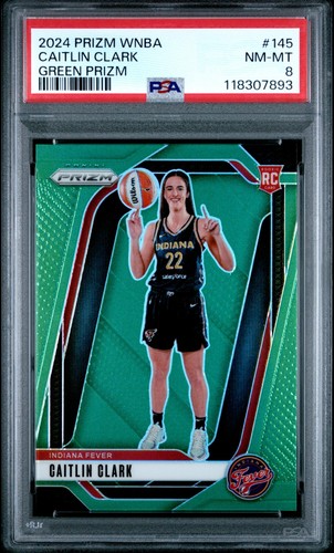 2024 Panini Prizm Wnba #145 Caitlin Clark Green Prizm PSA 8