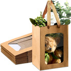 15 Pcs Paper Gift Bags with Transparent Window, 7 X 5 X 10 Inch, Kraft Shopping