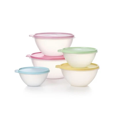 Tupperware Heritage Wonderlier 10 Piece Food Storage Bowl Set in Vintage Colo...