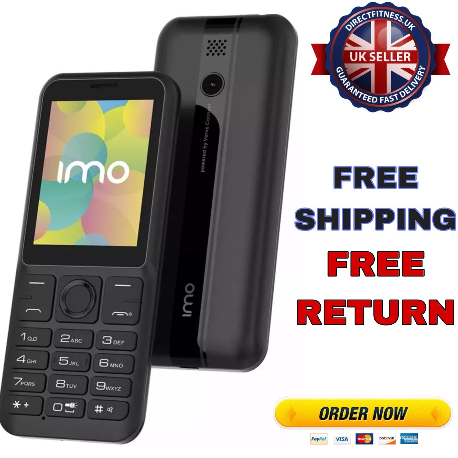 IMO Dash 4G Black UK Big Button SIM Free Mobile Phone UK SELLER