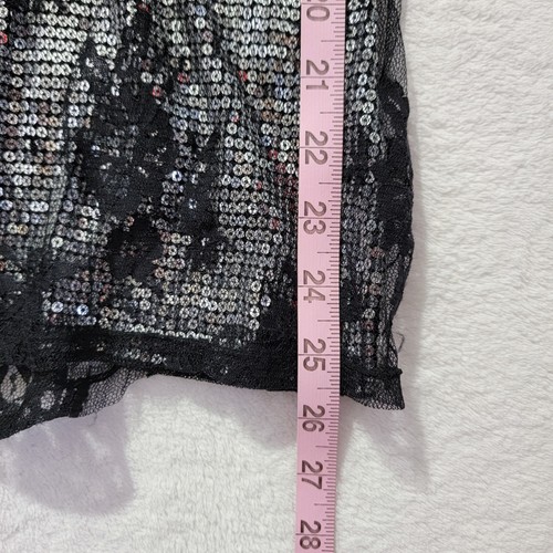 WHBM Pailletten Tüll schwarz silber ärmellos Top Urlaub Cocktail Party Date Medium - Bild 9 von 9