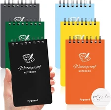 6 Pack Waterproof Notepad Pocket Notebook 3x5 All-Weather Small Pocket Notebook 