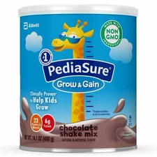 PediaSure Grow & Gain Shake Mix Powder, Chocolate 14.1 Ounce (Pack Of 3 Cans)