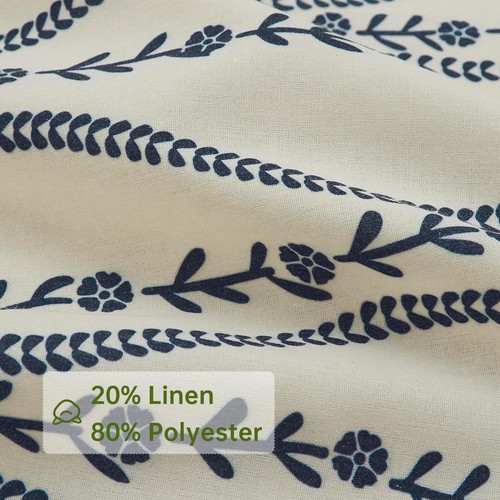 Boho Blumen Vorhänge 2 Paneele 84 Zoll lang, Vintage Leinen Marine Bedruckt Farmhou... - Bild 6 von 9