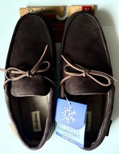 Men  s Dearfoams Brown Memory Foam Slippers Size M 9-10 New