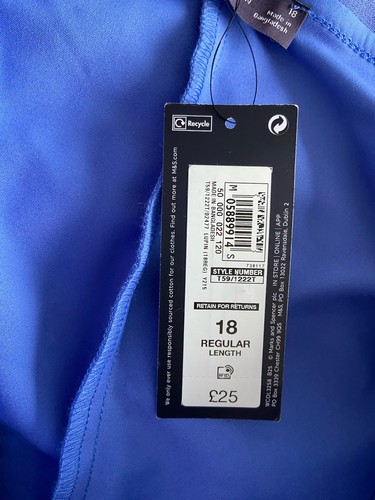 BNWT M&S Womens Blue Slim Cropped High Rise Trousers Size 18 Regular Office Work - Picture 9 of 11