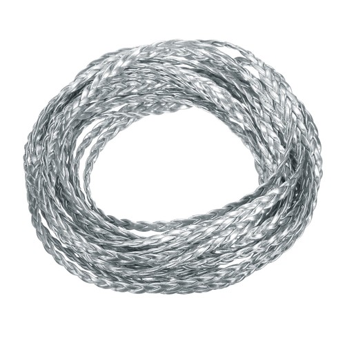 Braided Leather Cord, 5.5 Yards 5mm Flat Craft Leather String, Silver - Picture 1 of 6