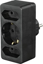 Hama Steckdosen Adapter 223216 2x Flachstecker 1x Rundstecker schwarz