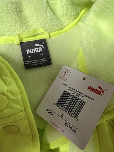 Puma Sherpa Fleece Jacket W/ Pocket Women Size Large Green NEW - Picture 5 of 8