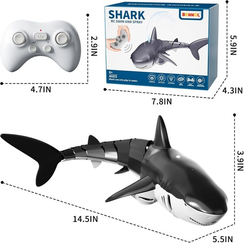 2.4Ghz Remote Control Shark Toy for Pool, 1:18 Scale High Simulation RC Shark wi - Picture 8 of 8