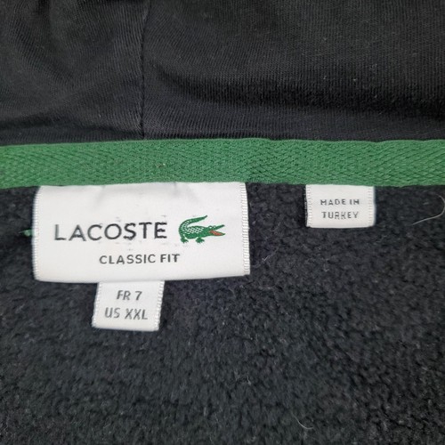 LACOSTE Hoodie Full Zip Mens XXL Classic Fit Black Fleece Lining - Picture 18 of 24