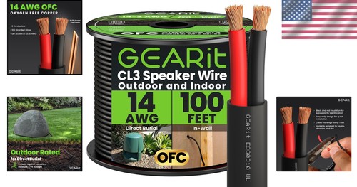 Cable de altavoz OC de alta calidad 100 pies 14 AWG - clasificación CL3 para instalaciones seguras - Imagen 2 de 9