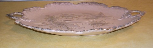 VTG CALIFORNIA ORIGINAL POTTERY PINK PASTEL MID CENT MOD PLATTER TRAY GOLD FLECK - Picture 2 of 4