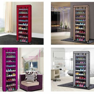US-10-Layer-9-Grid-Shoe-Shelf-Storage-Rack-Closet-Organizer-Cabinet-With-Cover