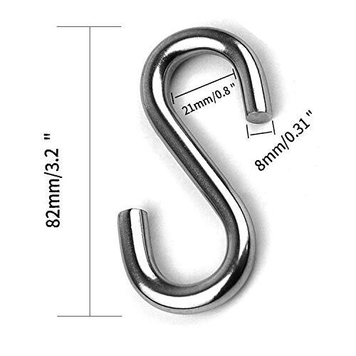 S Hooks 304 Stainless Steel Heavy Duty S Hooks 5pcs 3.2 Inches Long And
